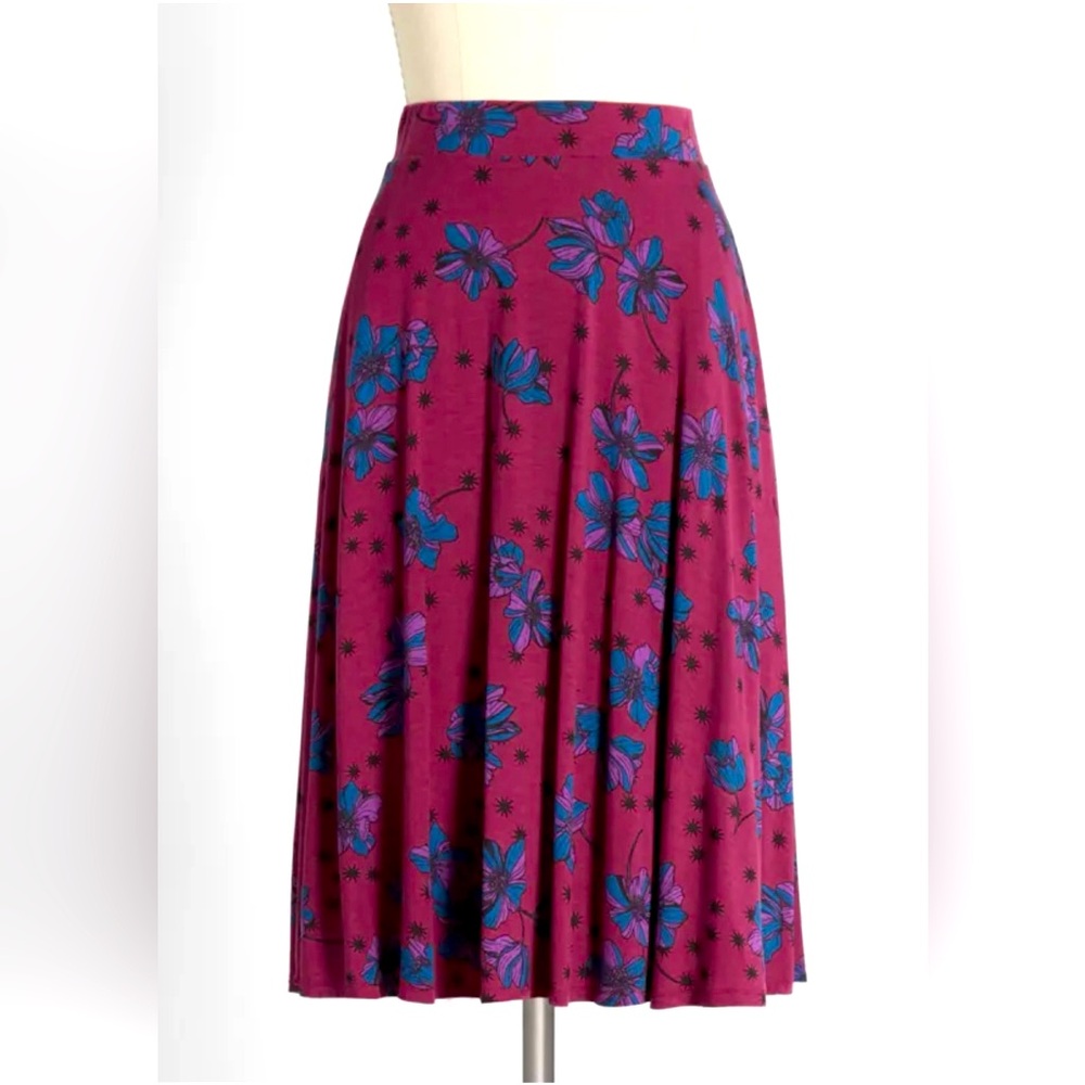 Modcloth Magenta Pink and Blue Casual A-line Midi Skirt